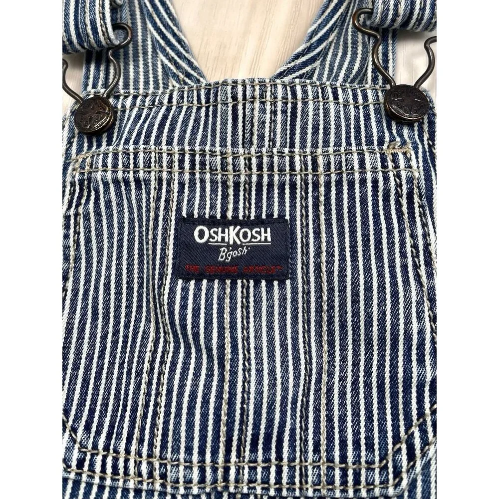 VTG OSHKOSH B'GOSH Kids 18M Denim Stripe OVERALLS Ht 30.5-32.5